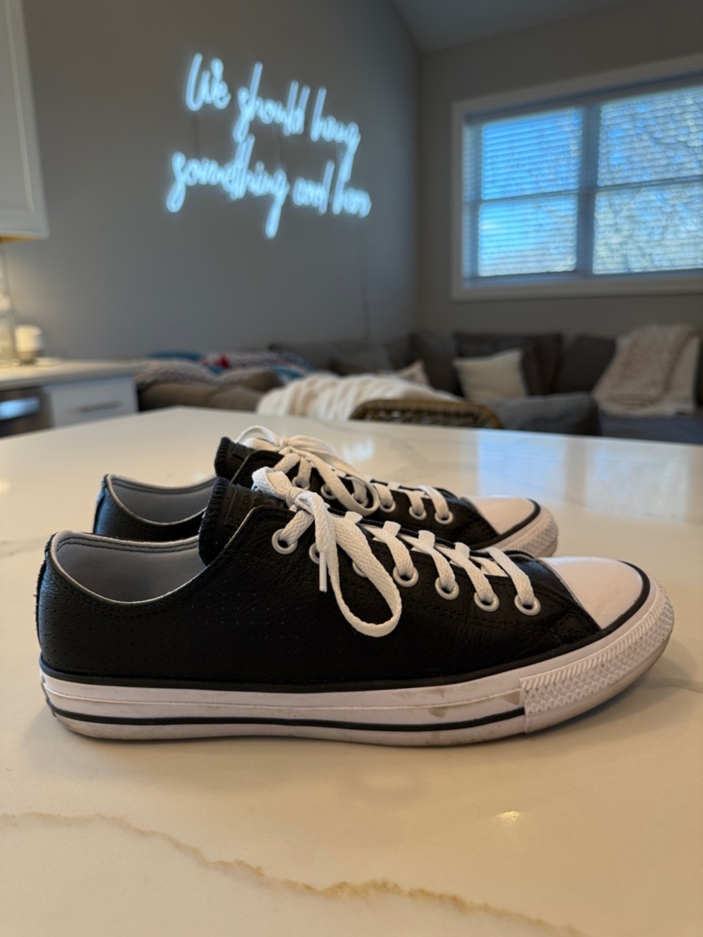 Converse Black & White Perforated Low Top Sneakers